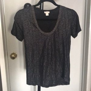 J Crew Factory Metallic scoopneck T-shirt in Black